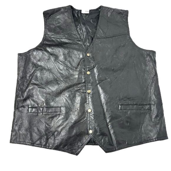 Moto Western 100% Leather Patchwork Vest EUC Vtg Size XXL - Picture 1 of 11